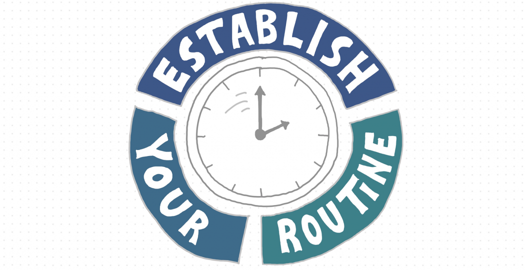 cartoon clock - establish your routine