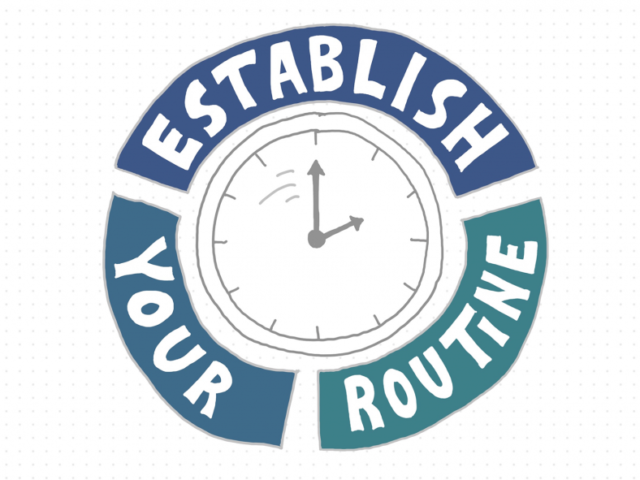 cartoon clock - establish your routine